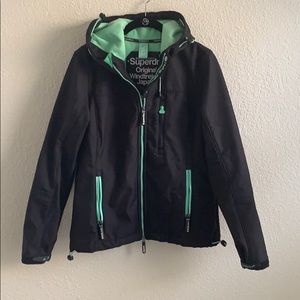 Superdry Windtrekker Jacket Black and Lime Green